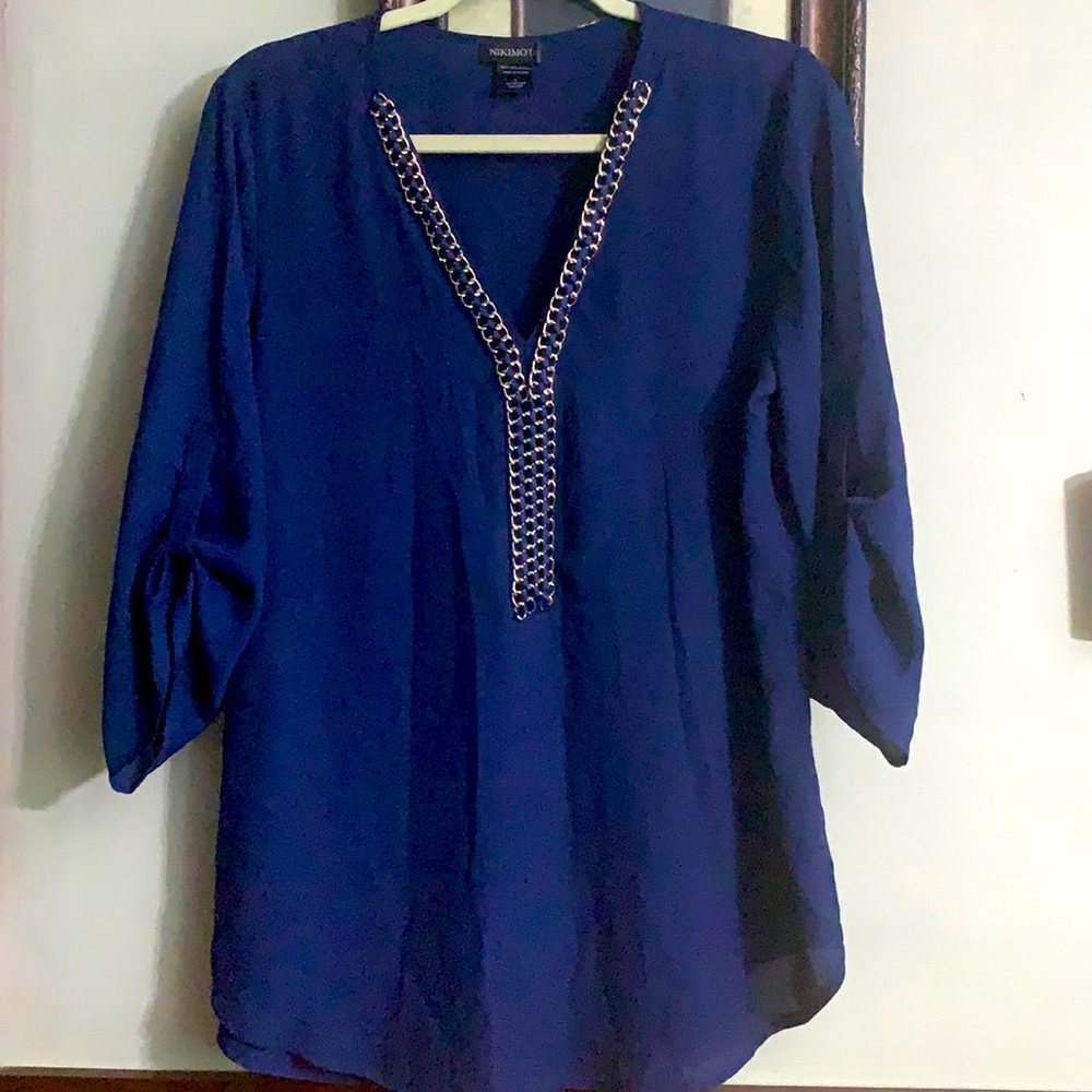 Nikimoto Navy Blue Top with Details Sz. Large